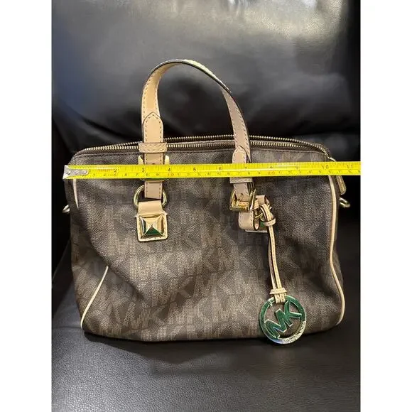 Michael Kors Dark Brown Monogram Satchel - Brown Logo - GENTLY USED - Picture 7 of 9